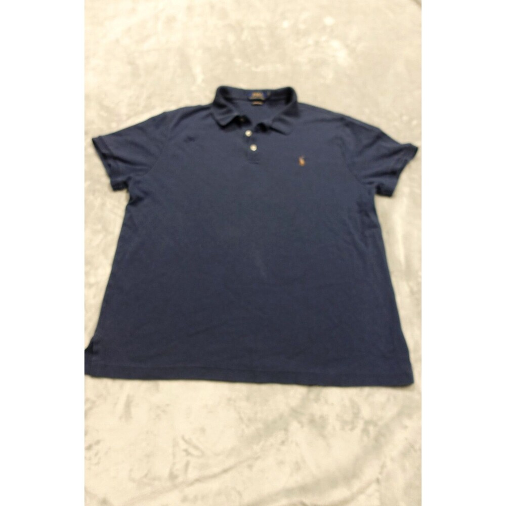 Polo Ralph Lauren XL Custom Slim Fit 100% Cotton Short Sleeve Navy Blue Polo
